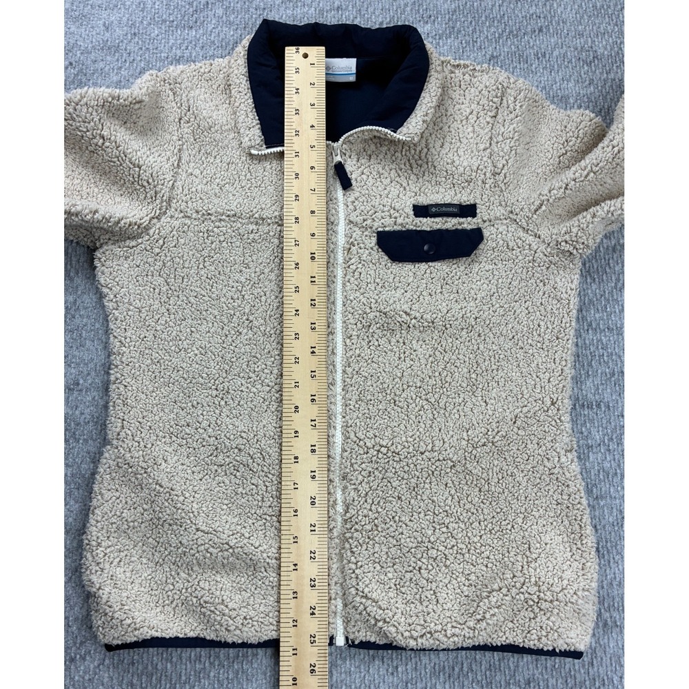 Columbia Mountain Side Sherpa Fleece Jacket Womens M Cream Navy Full Zip - Picture 4 of 8